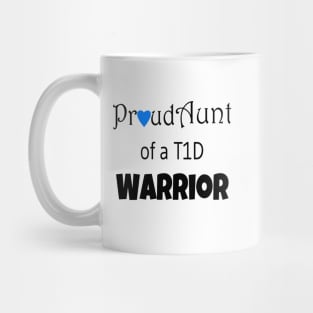 Proud Aunt - Black Text - Blue Heart Mug